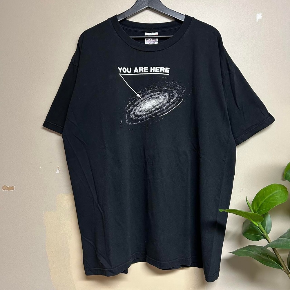 Vintage Bayside You Are Here Milky Way Galaxy Shirt Mens XXL Black 00s Space Tee